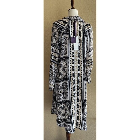 Hale Bob Mischa Button Up Long Sleeve Belt Print Maxi Dress Size M $283 - Picture 4 of 10
